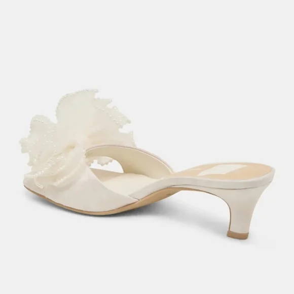 🔹️Dolce Vita 🔹️Narita Pearl Off White Satin Heels - Picture 7 of 11